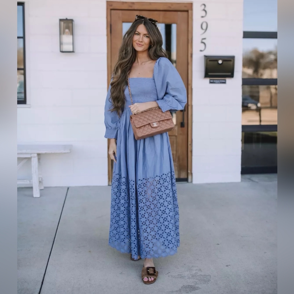 Free People Light Blue Eyelet Maxi Dress - Picture 2 of 9